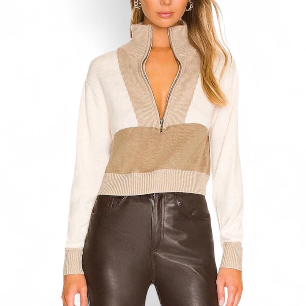 L'Academie Cream and Tan Sweater